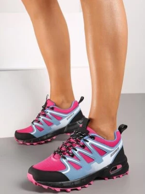 Niebiesko-Fuksjowe Płaskie Sznurowane Buty Sportowe Sneakersy z Ozdobnymi Wstawkami Tinamar