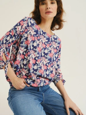 Niebiesko-różowa bluzka w kwiatowy nadruk Greenpoint
