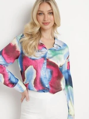 Niebiesko-Różowa Koszula w Abstrakcyjny Wzór Tie-Dye Ivarte sophyline