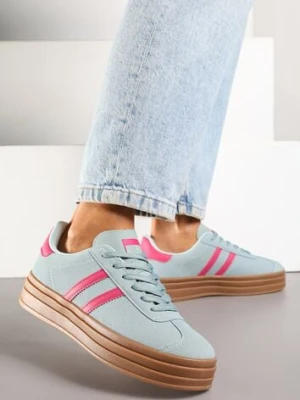 Niebiesko-Różowe Klasyczne Sneakersy na Niewysokiej Platformie Terilee