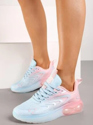 Niebiesko-Różowe Płaskie Sznurowane Buty Sportowe Sneakersy Risanni