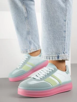 Niebiesko-Różowe Sneakersy Tenisówki z Ozdobnymi Paskami Melinella seastar