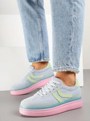 Niebiesko-Różowe Sneakersy w Stylu Klasycznych Tenisówek na Grubej Podeszwie Grelritia ideal