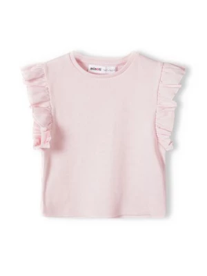 Niemowlęca bluzka z krótkim rękawem i falbanką- różowa Minoti