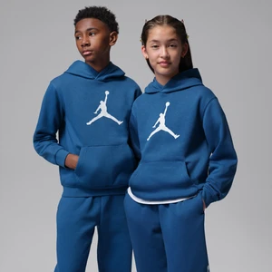 Nierozpinana bluza z kapturem z dzianiny dla dużych dzieci Jumbo Jumpman Jordan - Niebieski