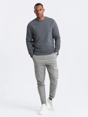 Nierozpinana męska dresowa bluza BASIC – grafitowa V11 - Rozmiar: XXL Ombre Clothing grafitowy