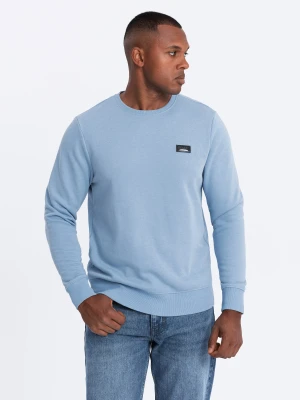 Nierozpinana męska dresowa bluza z metalowym pinem – błękitna V3 - Rozmiar: XL Ombre Clothing