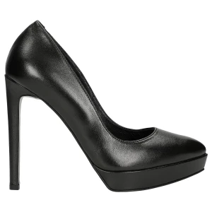 Czarne skórzane czółenka damskie na wysokiej szpilce 35126-51 Wojas