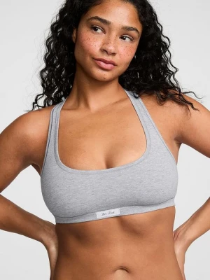PINK Nieusztywniany bralet Cotton Dorm racerback Victoria's Secret Szary