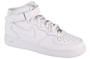 Nike Air Force 1 Mid GS DH2933-111, Dla dziewczynki, Białe, buty sneakers, skóra licowa, rozmiar: 35,5