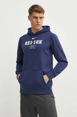 Nike bluza Boston Red Sox męska kolor granatowy z kapturem z nadrukiem
