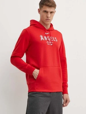 Nike bluza Los Angeles Angels męska kolor czerwony z kapturem z nadrukiem