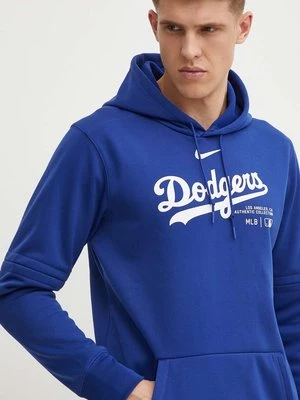 Nike bluza Los Angeles Dodgers męska kolor fioletowy z kapturem z nadrukiem