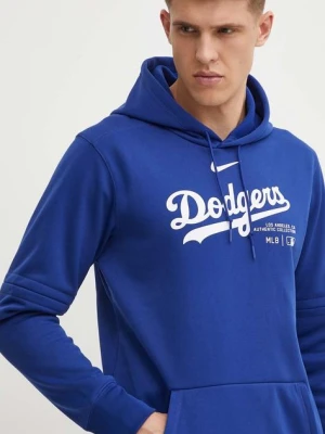 Nike bluza Los Angeles Dodgers męska kolor fioletowy z kapturem z nadrukiem