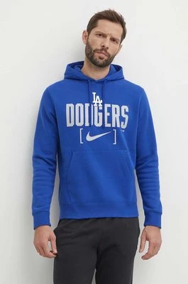 Nike bluza Los Angeles Dodgers męska kolor niebieski z kapturem z nadrukiem