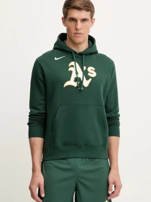 Nike bluza Oakland Athletics męska kolor zielony z kapturem z nadrukiem NKDK-3EY-FZ-CKX