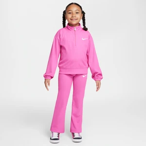 Nike Game, Swoosh, Match! Zestaw z prążkowaną koszulką z zamkiem 1/4 i legginsami dla małych dzieci - Różowy