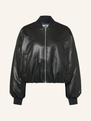 Nike Kurtka Pleather Bomber O Wyglądzie Skóry schwarz CZARNY