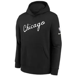 Nike NBA Chicago Bulls Fleece Hoodie EZ2B7FELN-BUL, Dla chłopca, Czarne, bluzy, bawełna, rozmiar: M