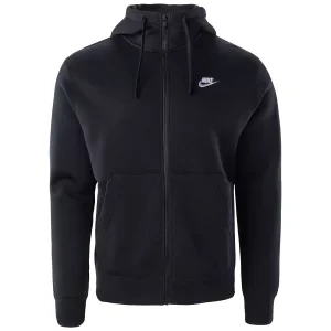 Nike NSW Club Fleece FZ Hoodie BV2645-010, Męskie, Czarne, bluzy, bawełna, rozmiar: M