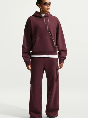 Nike Sportswear bluza oversize damska z bawełną Studio Fleece bordowy