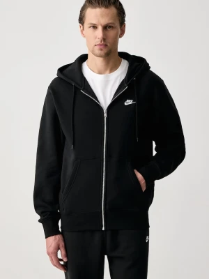 Nike Sportswear bluza rozpinana z kapturem męska z bawełną Club czarny