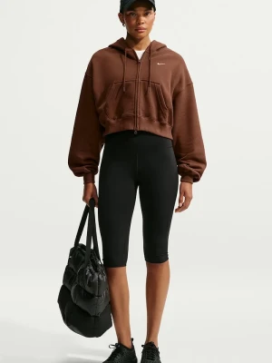 Nike Sportswear bluza rozpinana z kapturem damska z bawełną Studio Fleece brązowy