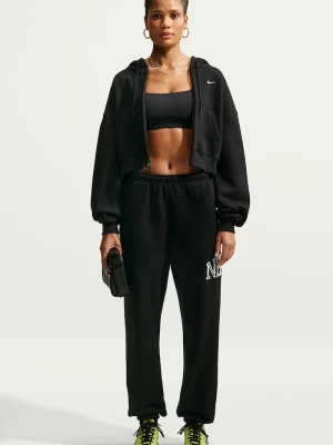 Nike Sportswear bluza rozpinana z kapturem damska z bawełną Studio Fleece czarny