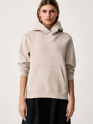 Nike Sportswear bluza z kapturem damska z bawełną Studio Fleece beżowy