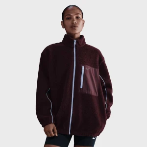 Nike Sportswear Full-Zip High-Pile Fleece Jacket kobiety Bomberki czerwony rozmiar Odzież