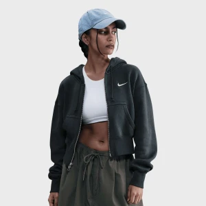 Nike Sportswear Phoenix Fleece Loose Full-Zip Cropped Hoodie kobiety Bluzy czarny rozmiar Odzież