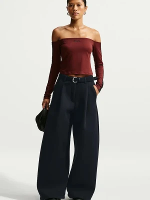 Nike Sportswear spodnie wide leg damskie z modalem czarny