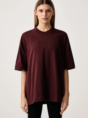 Nike Sportswear T-shirt oversize damski bawełniany bordowy