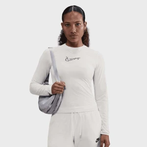 Nike Sportswear Tight Cropped Long-Sleeve T-Shirt kobiety Długie rękawy szary rozmiar Odzież