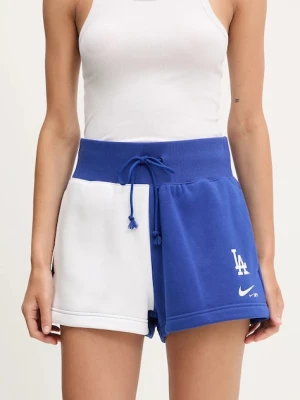 Nike szorty Los Angeles Dodgers damskie kolor fioletowy wzorzyste high waist 034B-155N-LD-3XJ