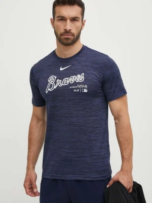 Nike t-shirt Atlanta Braves męski kolor granatowy z nadrukiem