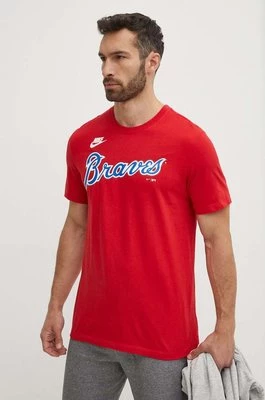 Nike t-shirt bawełniany Atlanta Braves męski kolor czerwony z nadrukiem