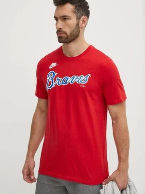 Nike t-shirt bawełniany Atlanta Braves męski kolor czerwony z nadrukiem