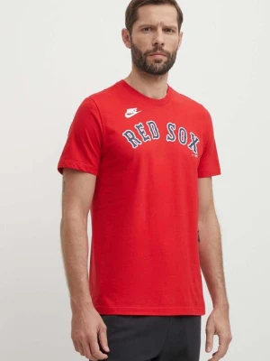 Nike t-shirt bawełniany Boston Red Sox męski kolor czerwony z nadrukiem