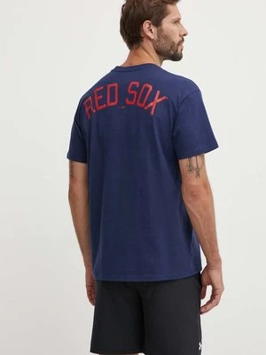 Nike t-shirt bawełniany Boston Red Sox męski kolor granatowy z nadrukiem