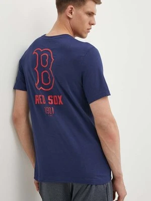 Nike t-shirt bawełniany Boston Red Sox męski kolor granatowy z nadrukiem