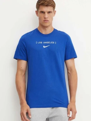 Nike t-shirt bawełniany Los Angeles Dodgers męski kolor niebieski z nadrukiem