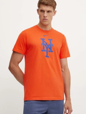 Nike t-shirt bawełniany New York Mets męski kolor pomarańczowy z nadrukiem