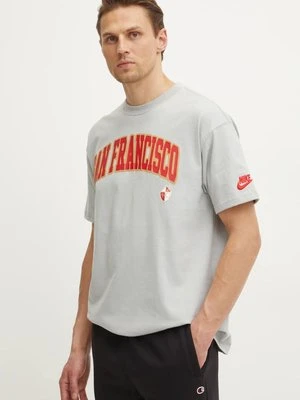 Nike t-shirt bawełniany San Francisco 49ers męski kolor szary z nadrukiem 01AY-09D-73V-NP1