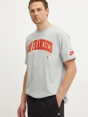 Nike t-shirt bawełniany San Francisco 49ers męski kolor szary z nadrukiem 01AY-09D-73V-NP1