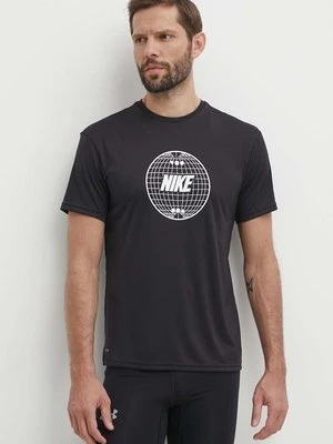 Nike t-shirt treningowy Lead Line kolor czarny z nadrukiem