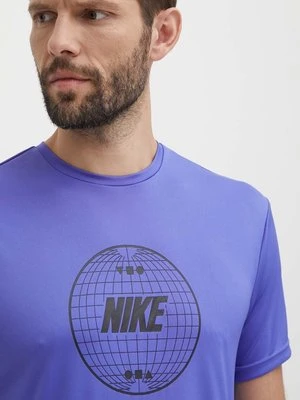 Nike t-shirt treningowy Lead Line kolor fioletowy z nadrukiem