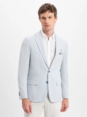 Nils Sundström Kurtka męska z zawartością lnu - Marcello Mężczyźni Modern Fit niebieski|biały w paski,