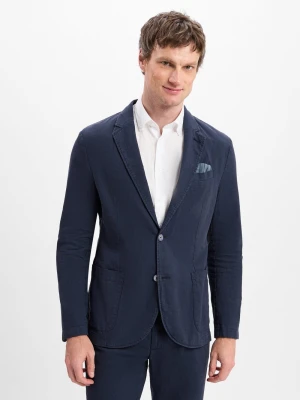 Nils Sundström Kurtka męska z zawartością lnu Mężczyźni Modern Fit niebieski jednolity,