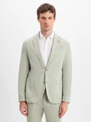 Nils Sundström Kurtka męska z zawartością lnu Mężczyźni Modern Fit zielony jednolity,